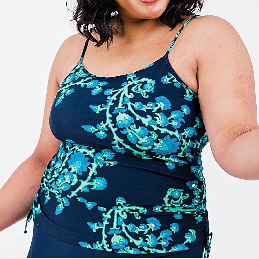 NWT Calypsa Modli Adjustable Strap Maya Tankini Swim Top - BARBADOS BLUE - 3X